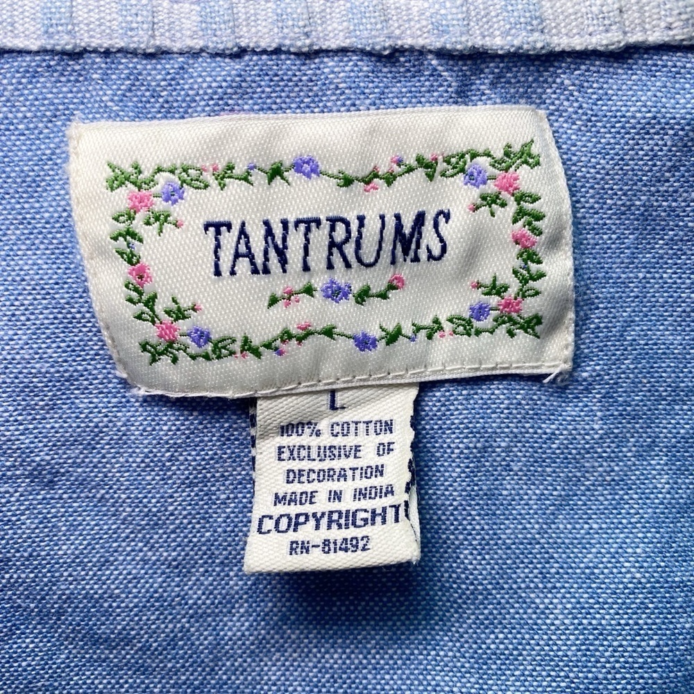 Tantrums Vintage Blue and Cream Patchwork Embroidered Jean Jacket - Picture 8 of 13
